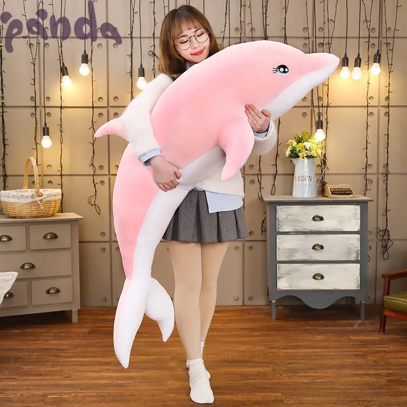 Panda ~ Pink blue plush cute doll dolphin animal soft sea doll sleeping pillow doll pillow 0245 birthday gift