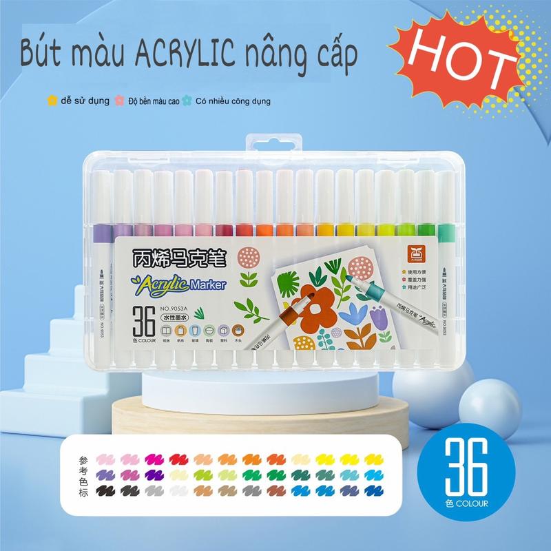  Bộ 60 Bút màu ACRYLIC Bản Nâng Cấp ĐẦU NHỌN CHỐNG THẤM NƯỚC Không Bị Nhoè Có Thể Vẽ Lên Đồ Vật Nhẵn  lau được khi dính lên da 