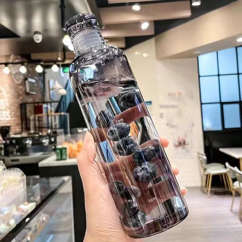 Product Introduction of 500/700ml Transparent Straw Water Bottle With Lids Cover Portable Cute Water Cup M4T0 35
