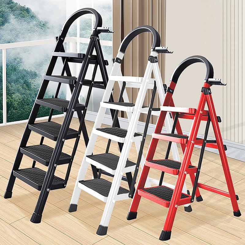 Decroom Thang gập bằng thép carbon cao chất lượng Thang Ghế Tay 3-7 Bậc Thang Gấp Thuận Tiện Cho Việc Sử Dụng Gia Đình Tải Trọng 500Kg, Bàn đạp chống -Slip và mở rộng bàn đạp. Nắm bắt an toàn và cao