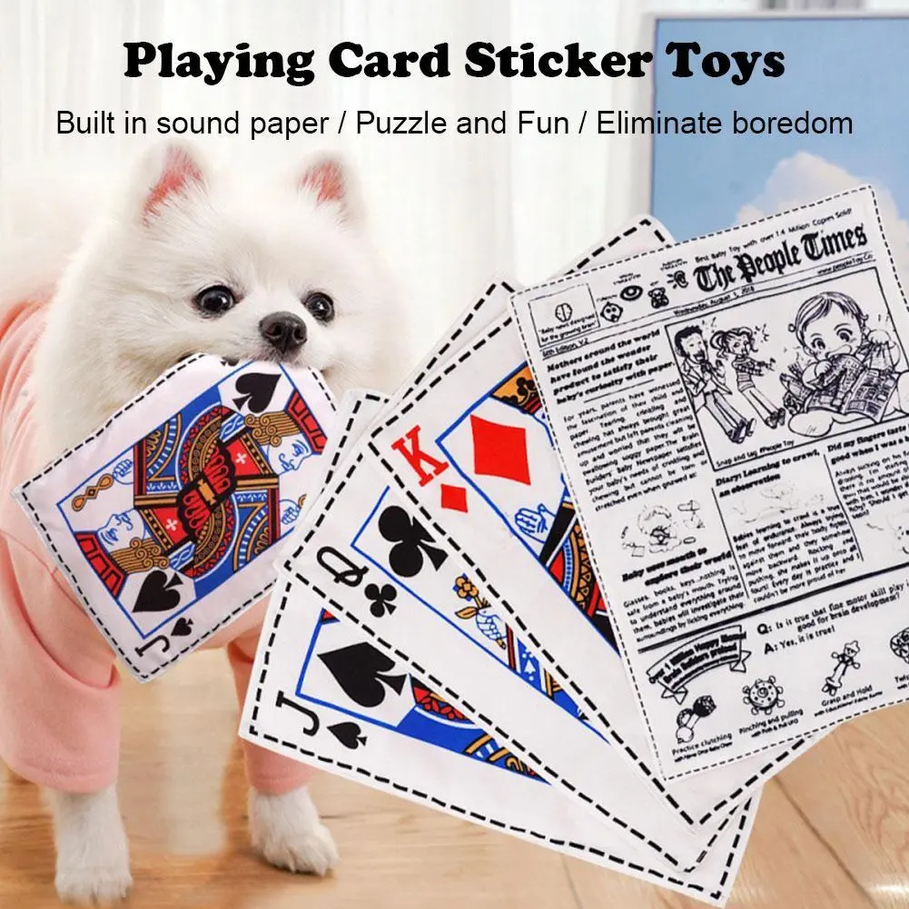 Interactive Dog Toys For Boredom Squeaking Playing Cards J Q K Newspaper Squeaker Toys For Puppy Small Medium Dogs Pet Sound Toy