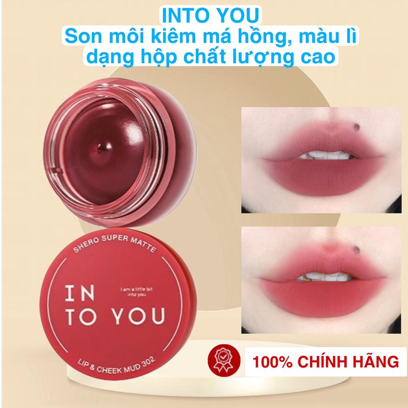 [chính hãng] Son môi kiêm má hồng dạng hũ INTO YOU màu lì, dạng bùn mềm mịn lâu trôi