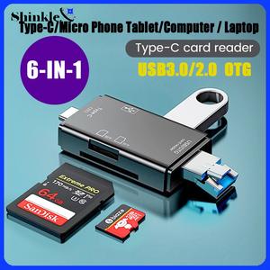 Shinkle 6 In 1 OTG USB SD Card Reader USB Type C Adapter Micro TF SD USB Adapter Memory Card Reader