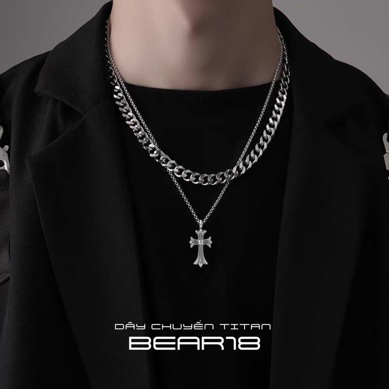 Dây chuyền, vòng cổ THÉP TITAN KHÔNG GỈ thiết kế cá tính đơn giản, trang sức vòng cổ xích mặt thánh giá unisex phù hợp cho cả nam và nữ BEAR18 - D335