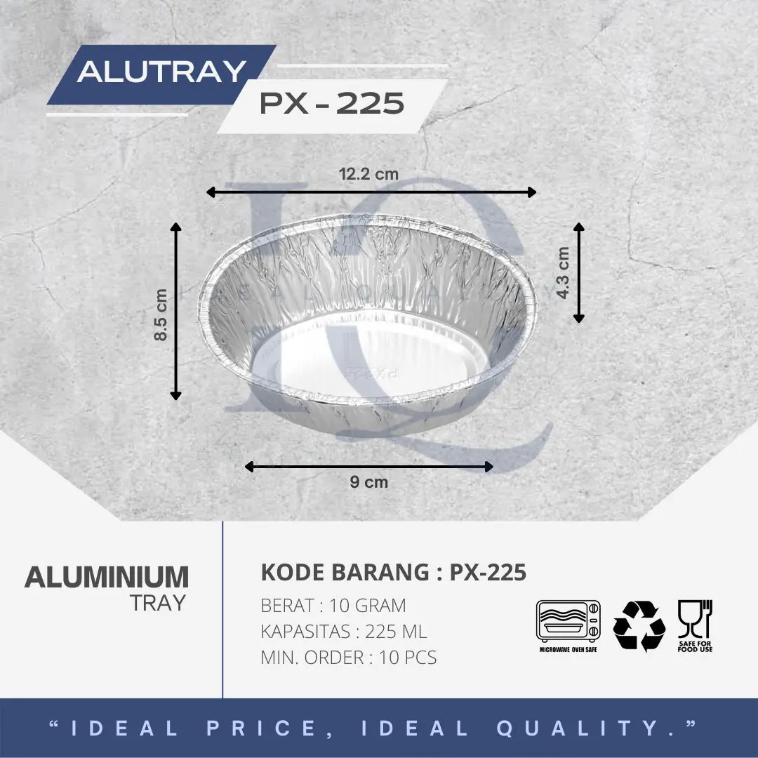 ALUMINIUM MODEL CUP PX-225 - WADAH ALUMINIUM FOIL PX 225  TANPA TUTUP PER 10 PCS