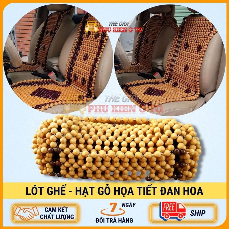 Lót ghế hạt gỗ đan hoa cao cấp cho mọi dòng xe ô tô con, xe khách, xe tải