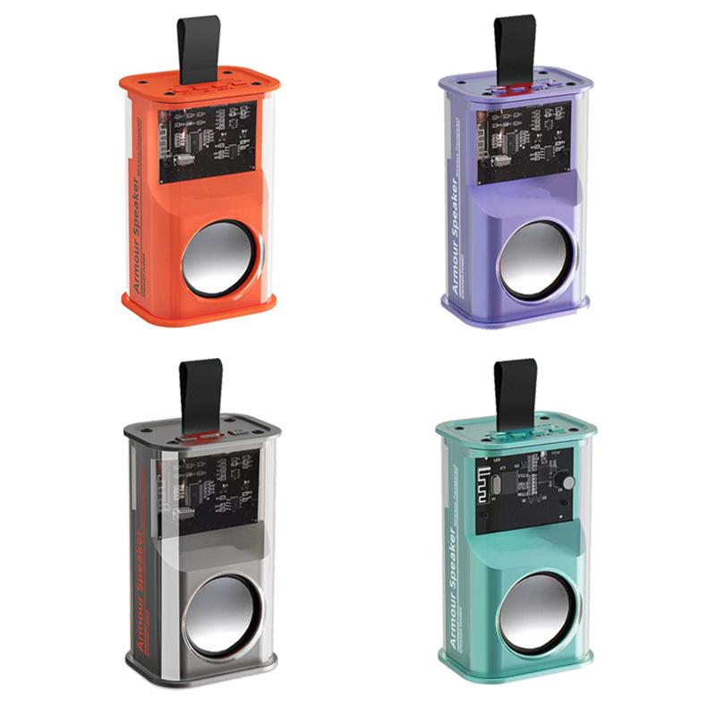 Loa Bluetooth Áo Giáp Trong Suốt V8, Kèn Nhỏ Loa Siêu Trầm Nặng, Sử Dụng Trong Nhà Và Ngoài Trời, Cầm Tay, Có Ánh Sáng Xung Quanh, Hệ Thống Âm Thanh Để Bàn, Y026 5