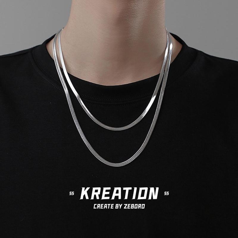 Dây chuyền nữ nam sợi mì titan cao cấp đẹp sang trọng thép không gỉ  mì  trangsucpt kích cỡ 3mm 4mm màu trắng PTDCNA43 3T Chain Trang Sức Jewelry dây chuyền bản dẹp