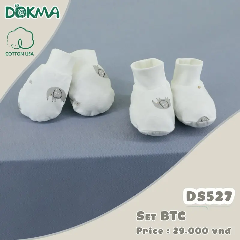 Bộ bao tay chân bo dokma gồm 4 món (2 bao tay và 2 bao chân ) hình in cute chất vải coton mỹ mềm và thoáng