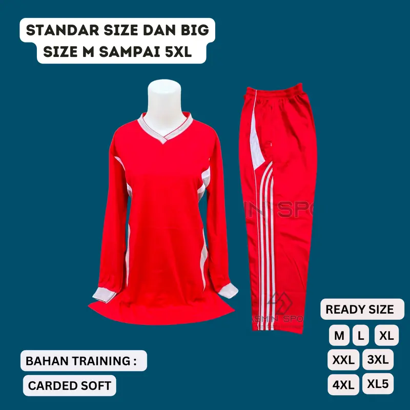 BIG SIZE 3L 4L 5L Baju Setelan Olah Raga Wanita Terbaru / Setelan Olah Raga Tunik Muslimah / Seragam Olahraga Wanita Panjang Terbaru 4