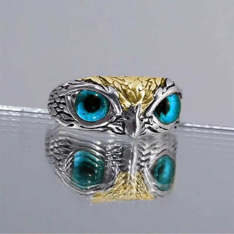 NAUSA Cincin Keren Pria Wanita Cincin Mata Burung Hantu Rings Owl Adjustable Bisa COD 2