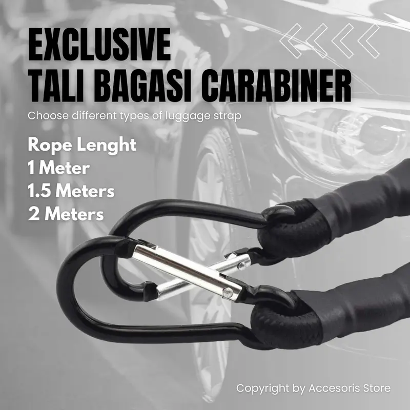 Tali Bagasi Carabiner Hook Panjang 2 Meter/Tali Ikat Barang Multifungsi 1