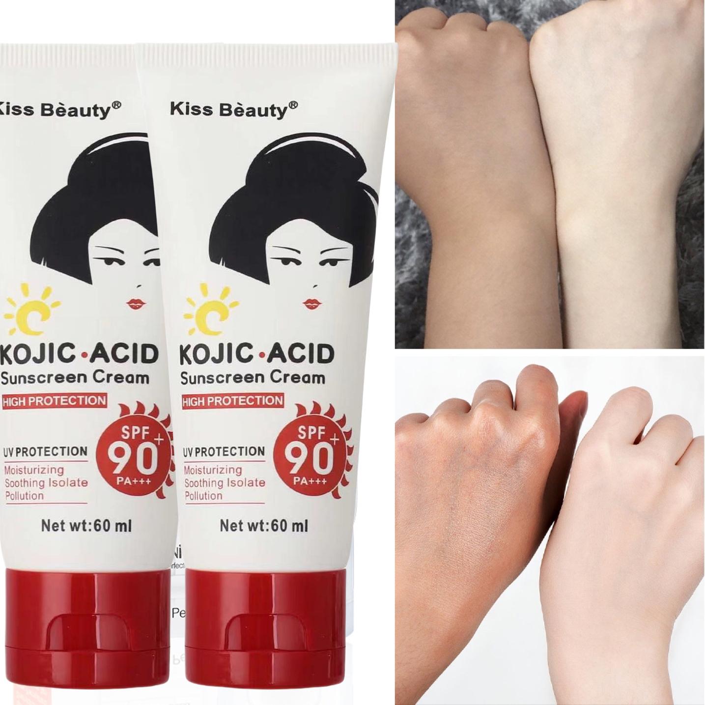 【Bpom】Kiss Beauty SPF90 PA+++ Kojic Acid Sunscreen Krim Tabir Surya Wajah & Badan 60g Antioksidan Vitamin C Teh Hijau Perlindungan UV Repair Moisturizing Skin 【Bpom】Kiss Beauty SPF90 PA+++ Kojic Acid Sunscreen Krim Tabir Surya Wajah & Badan 60g Antioksidan Vitamin C Teh Hijau Perlindungan UV Repair Moisturizing Skin