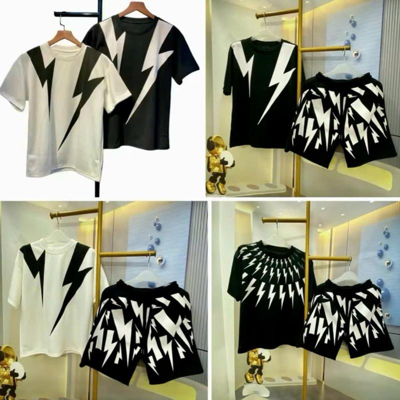 BỘ Áo Thun Cổ Tròn Nam Nữ 2 TIA SÉT dày dặn co giãn thoáng mát 2024 Unisex Menswear