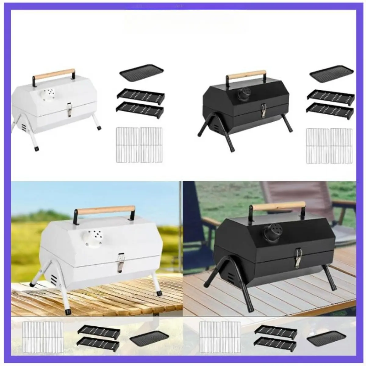 STUARRT Portable Charcoal Grill Household Barbecue Grill for Barbecue Picnic Camping