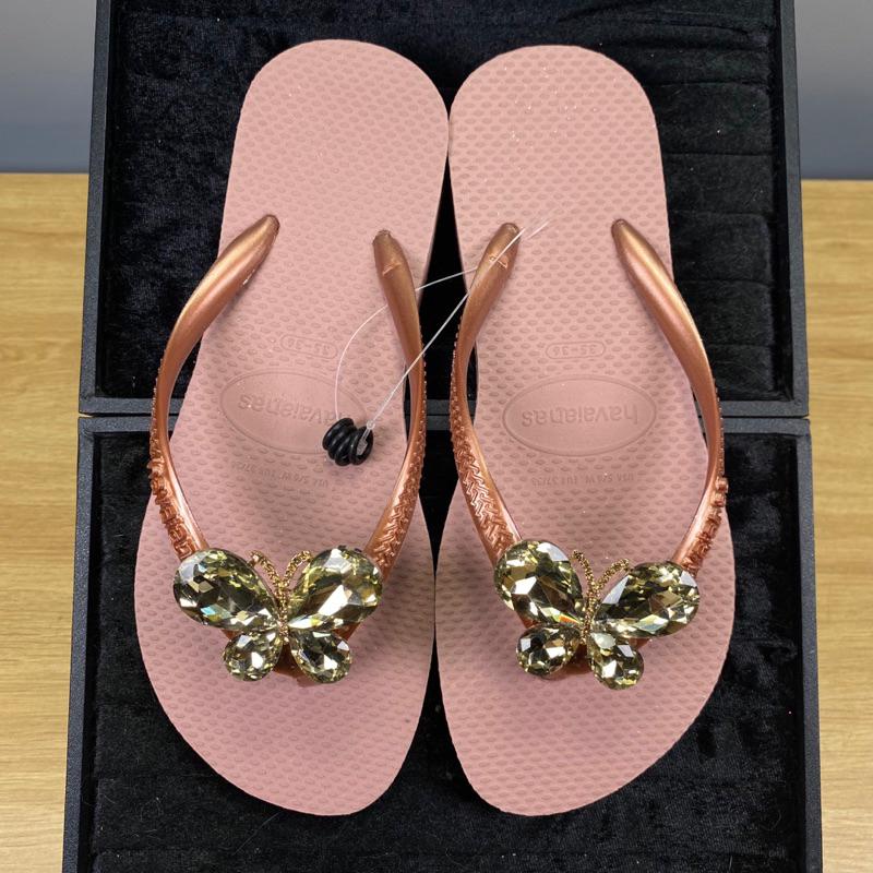 Dép xỏ ngón gắn Charm Búm Đá Vàng  vòng thâu quai 4