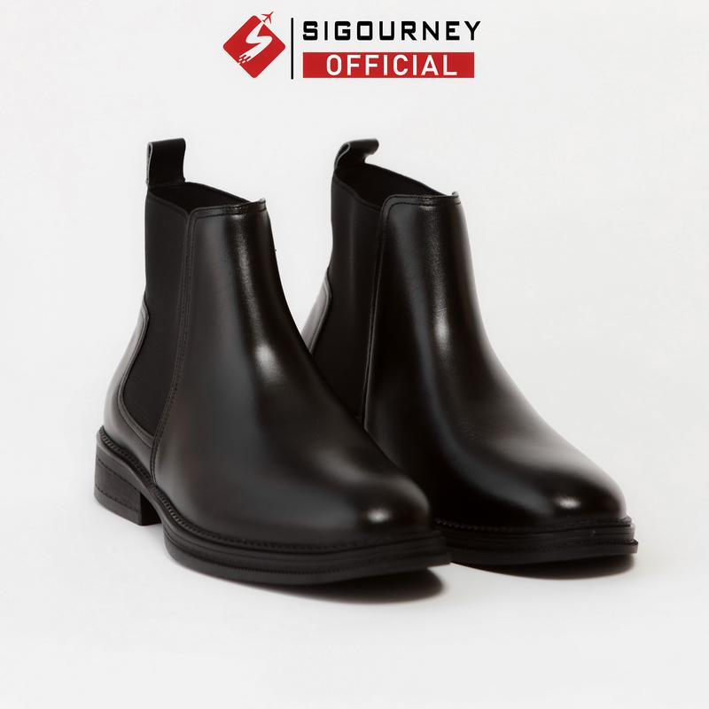 Giày Chelsea Boots mũi tròn đế cao 5 cm SIGOURNEY BOOTS-02 da bò nhập khẩu - BH 18 THÁNG Nam
