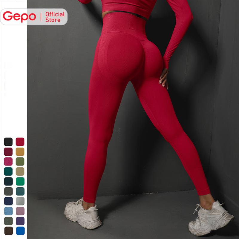 GEPO Quần Dài Quần Legging Tập Gym Yoga Chạy Bộ Sport Nữ Lưng Cao Chất Dệt Kim Cao Cấp GP117