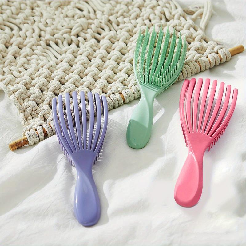 3D Scalp Massage Hair Comb - Wet & Dry Use, Hollow-Out Design for Smooth Styling, Fluffy Shell Shape, Durable ABS Plastic Handle 1