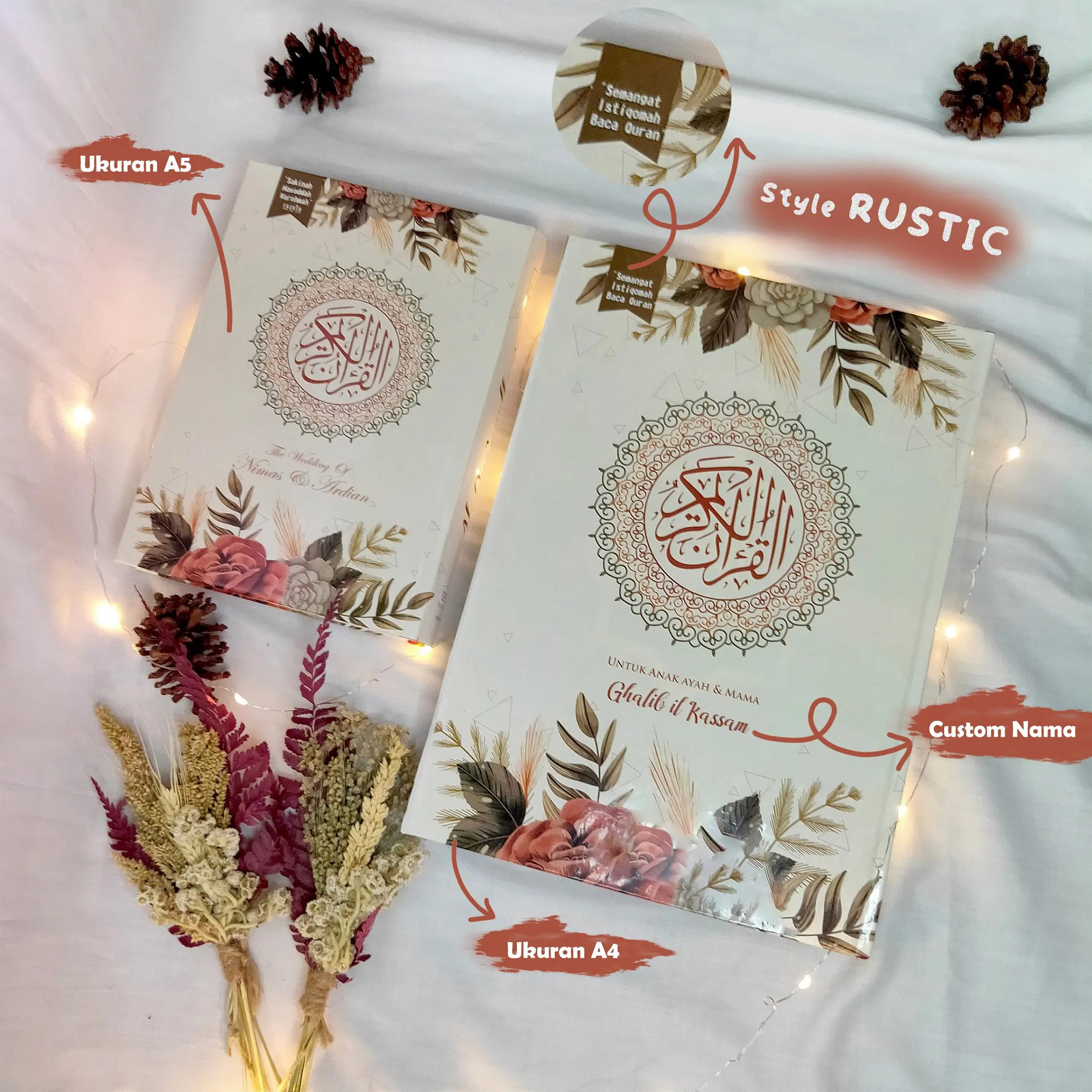 Al Quran Custom Ukir Nama Ukuran Besar A4 Terjemah Perkata Latin Bacaan Lebih Besar dan Jelas Hard Cover Alquran