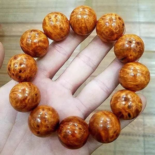 Vòng Gỗ Huyết Long Thấu Quang Hạt Tròn (Tặng kèm dây) Phụ Kiện