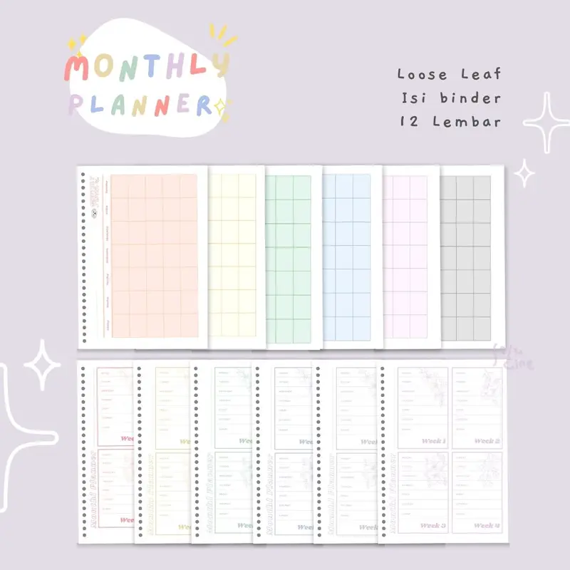 Loose Leaf / Isi Binder Monthly Planner (B5/A5) (12 Lembar) 0