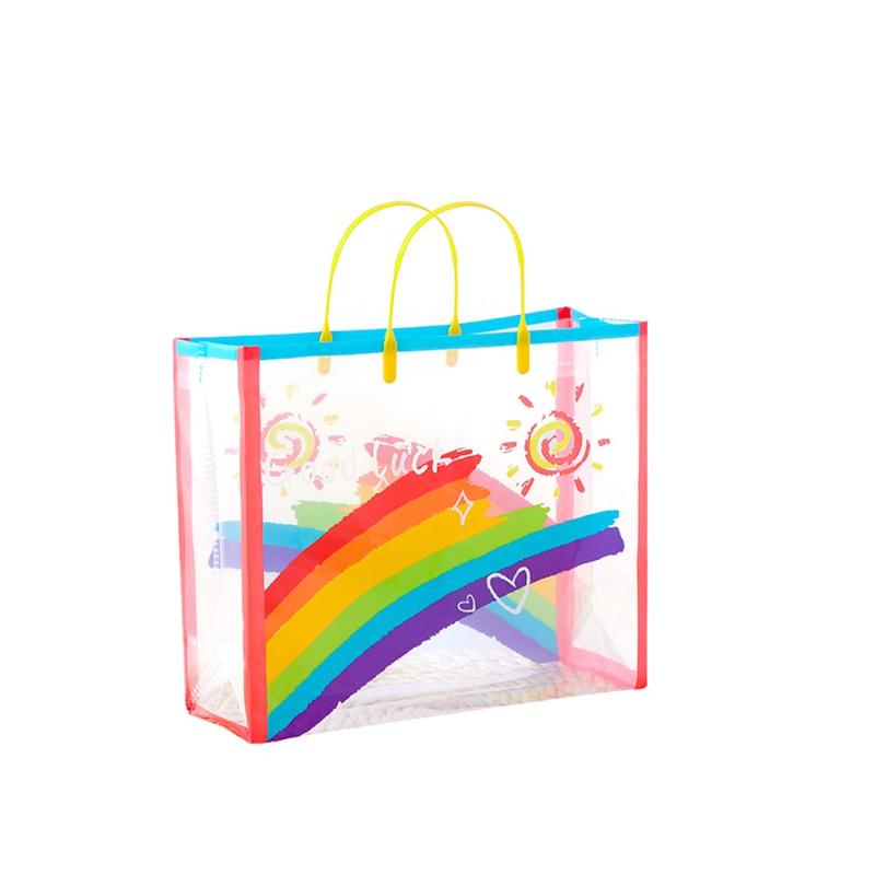 Hot Sale Waterproof Rainbow Shoulder Bag PVC Large Capacity Shopping Tote Bag Handbag Camping 7