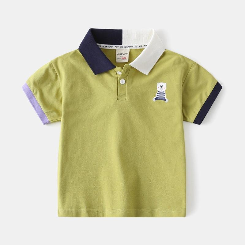Product Introduction of 2025 Children's Summer Clothing Short-Sleeved Polo Shirt Boys' Short-Sleeved Shirt Baby Color Matching Collar Fashion Polo 3