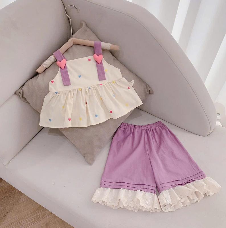 BK20 - Set bộ 2 dây màu tím chất liệu thô mềm mát cho bé gái từ 10-30kg 3