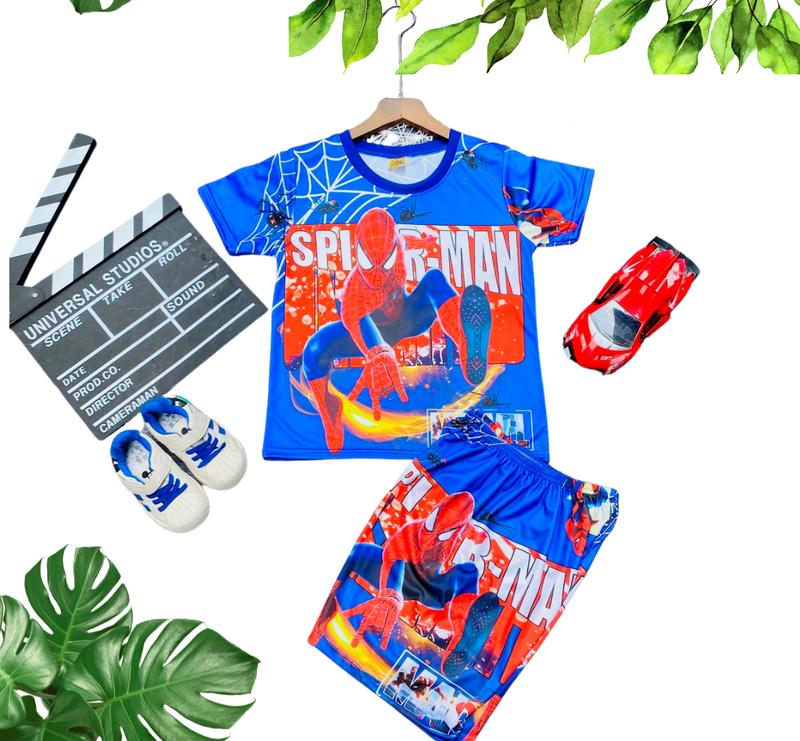 (3DSN02)Bộ Quần áo siêu nhân cho bé trai vải thun 3D co giãn mềm mại cho bé - từ 12kg đến 27kg( mẫu y hình)