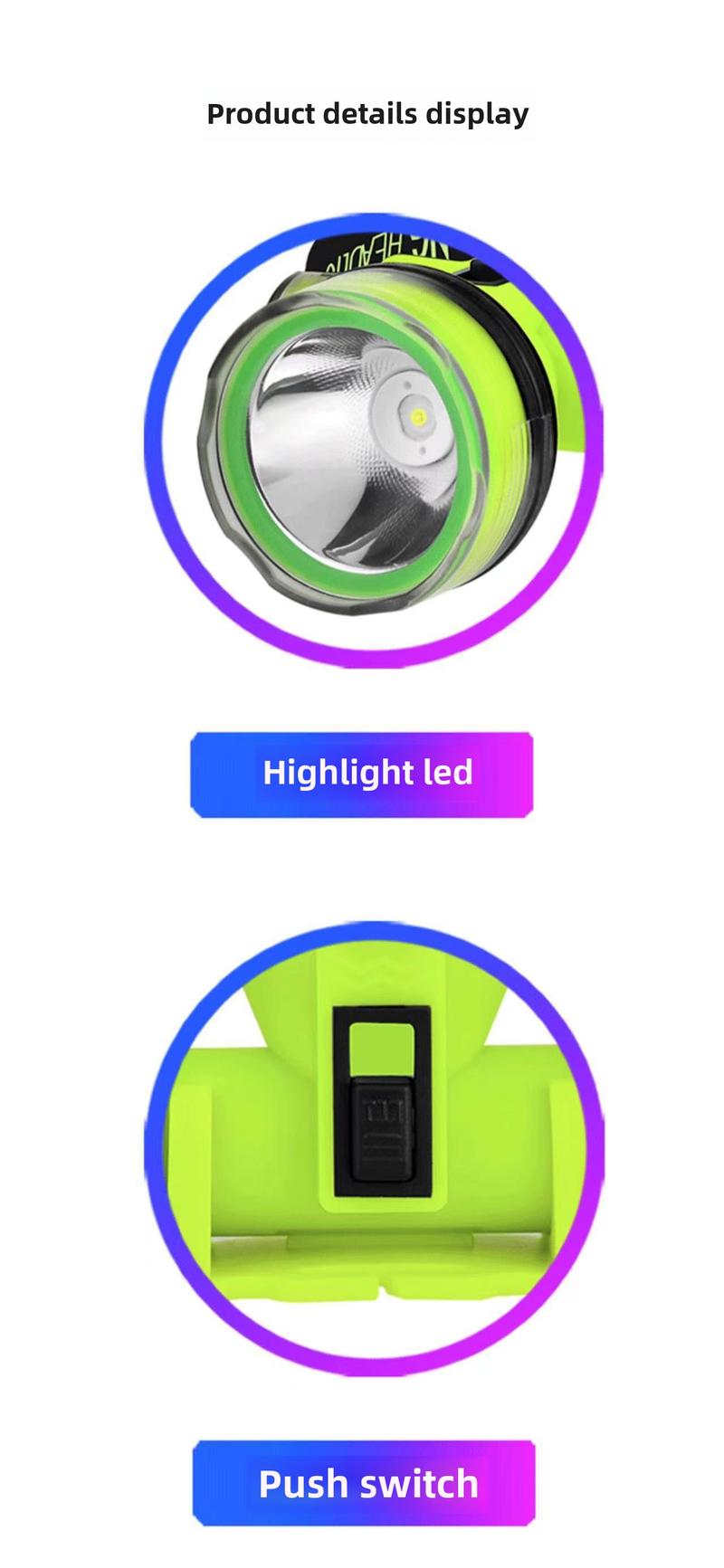 Product Introduction of New cross-border strong light diving headlight outdoor head mounted headlight long range high-power LED waterproof headlight 5