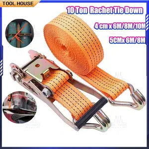【Tool House】10 Ton Tali Kecepatan Ratchet Tie Down 4 cm x 6M/8M/10M 5CMx 6M/8M ,Lashing Track Trek Belt Trackbelt Tali Pengikat Barang Truck， Ratchet Tie Down 4 cm X 4M/6M/8M/10M 5 cm X 6M/8M