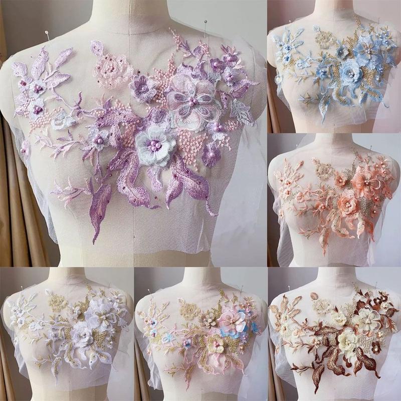 Product Introduction of Fashion Elegant Colorful Sequined Embroidery Patches 3D Flower DIY Embroidered Floral Patches Sewing On Patches Dresses 10