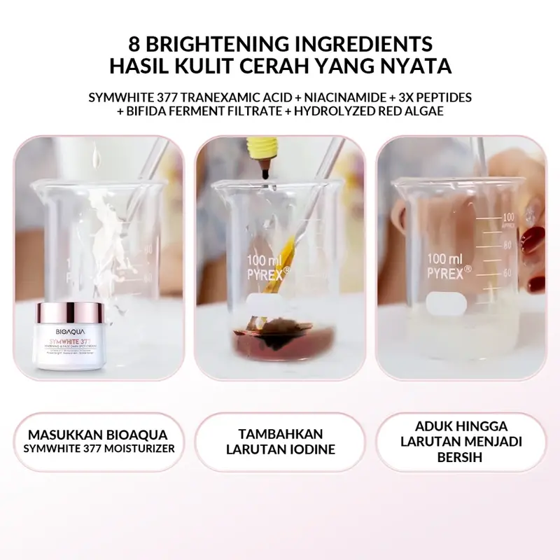 BIOAQUA Moisturizer SymWhite 377 Cream Pemutih Wajah 50g Krim Penghilang Flek Hitam Di Wajah Whitening & Fade Dark Spot Mosturizer Mencerahkan 5