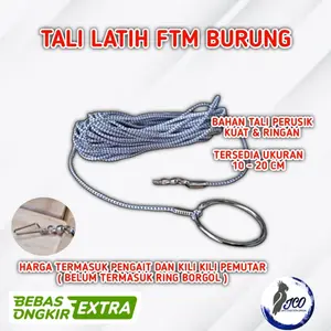TALI LATIH BURUNG TALI FREE FLY BURUNG Bahan Prusik 2mm Kuat 40kg Ring Holder Kili Kili Pengait Cocok untuk Parot