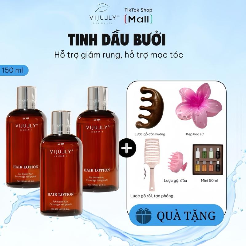 [ GIÁ SỈ ]Combo 3 chai XỊT BƯỞI HAIR LOTION VIJULLY - Hỗ trợ giảm rụng, hỗ trợ mọc tóc con - Dưỡng tóc Chăm Sóc Tóc Nữ Women tinh dauduongtoc Serum giam rung xịt tóc xịt mọc tóc