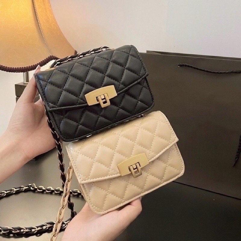 Túi xách nữ mini đeo chéo nhỏ gọn da trần trám đẹp Khoá Gập Bag Đeo Vai