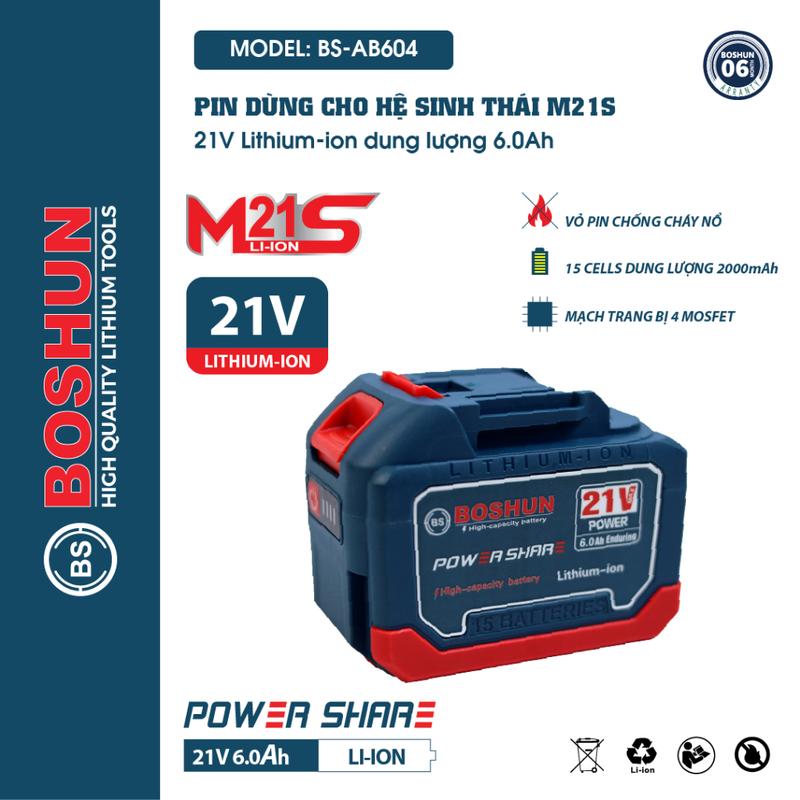 Pin  BOSHUN BS-AB604 ABS - chân pi n phổ thông dùng cho máy khoan, Máy siết bulong