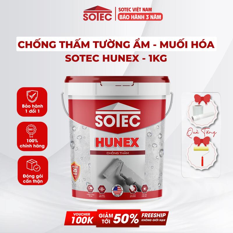 Livestream Sơn Chống Thấm Ngược Chống Thấm Tường Ẩm Chống Thấm Tường Đứng Trần Nhà SOTEC-HUNEX 1 Lít Kg