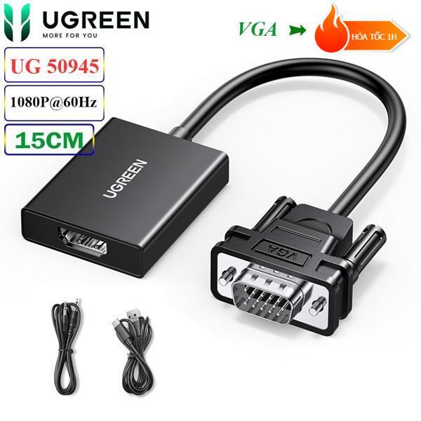 Cáp Chuyển VGA to HDMI+Audio Ugreen 60814/ 50945 Chính hãng CM513 (trợ nguồn USB C) Phụ Kiện