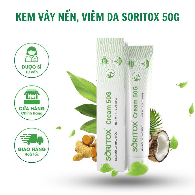 KEM BÔI DA THẢO MỘC SORITOX VIỆT NAM - Dùng cho Vảy nến Viêm da cơ địa Chàm da Nấm da Hắc lào Á sừng Da Khô Ngứa Đỏ KEM VIỆT NAM 50G