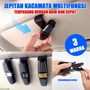 Klip Penyimpanan Kacamata Mobil Elegan - Material ABS Premium dengan Finishing Metalik & Bantalan Lembut (Hitam/Perak/Emas)