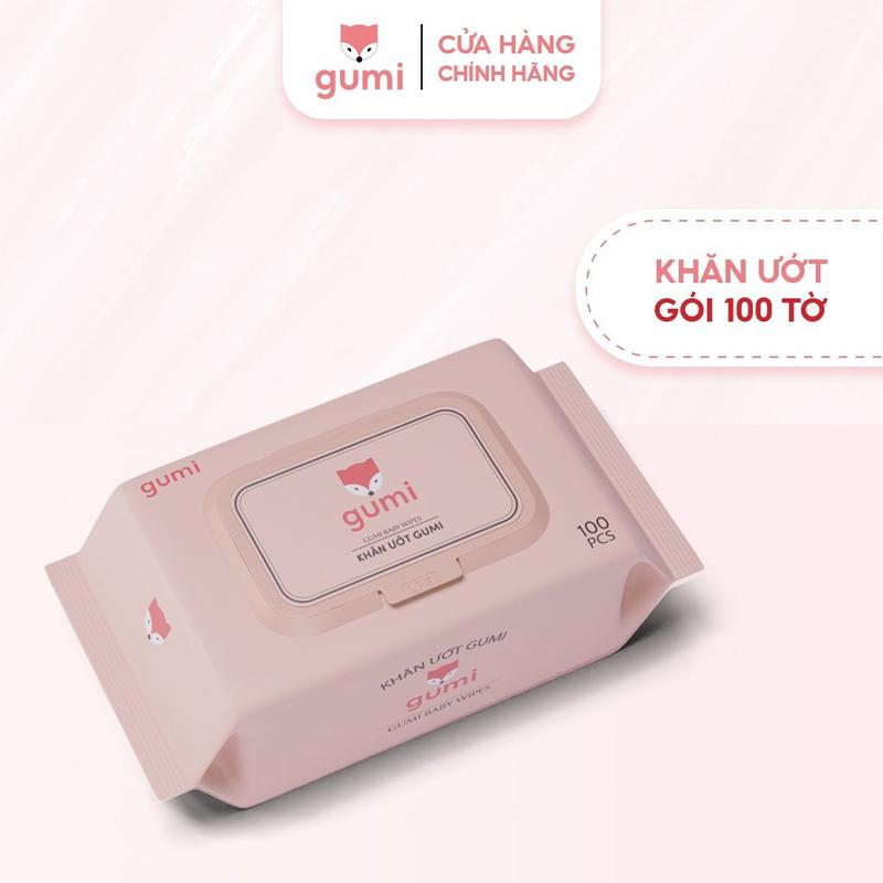 Gói 100 tờ khăn ướt Gumi cho bé khăn ướt khăn lau em bé Voi khanu otchobe