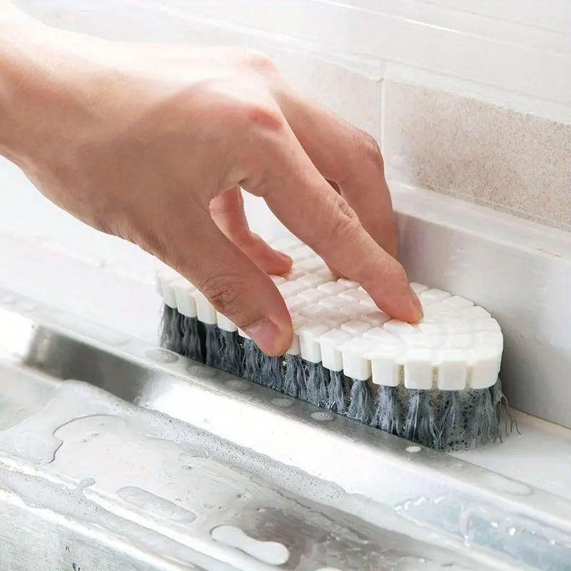 Curved Cleaning Brush, 1 Count Multifunctional Cleaning Brush, Bathroom Tile Brush, Kitchen Faucet Corner Brush, Cleaning Tool for Home Bathroom Kitchen 0