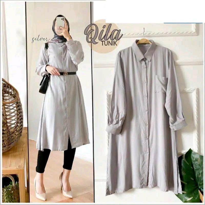 TUNIK QILA FULL KANCING BUSUI BAHAN MOSCREPE 1
