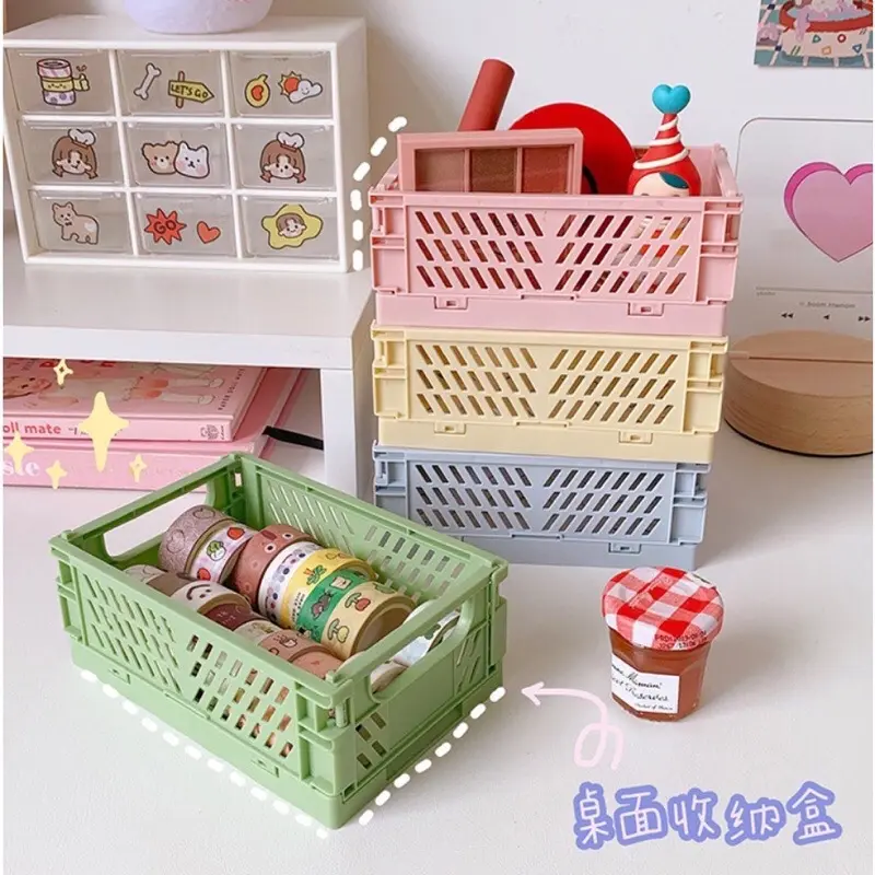 (SUN) KERANJANG LIPAT PENYIMPANAN MINI / RAK KOTAK PENYIMPANAN PLASTIK SERBAGUNA / FOLDABLE BOX STORAGE LIPAT MULTIFUNGSI