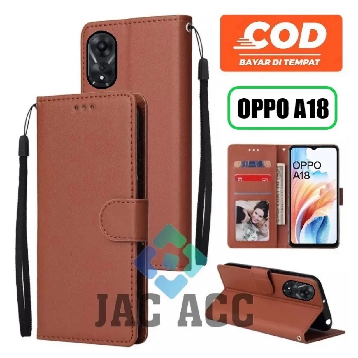 DOMPET HP PREMIUM UNTUK OPPO A18 NEW LEATHER FLIP CASE PREMIUM UNTUK OPPO A18 NEW