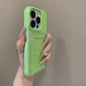 High-Value Card Holder 2-in-1 Compatible with Apple 16 Phone Case iPhone 15 Pro Max Simple Solid Color 13 for Women