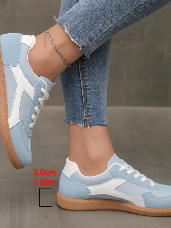 Women's Fashionable Patchwork Design Lace Up Low Top Sneakers, Casual Comfortable Sports Shoes for Daily Wear, Female All-match Round Toe Shoes for Daily Wear 4