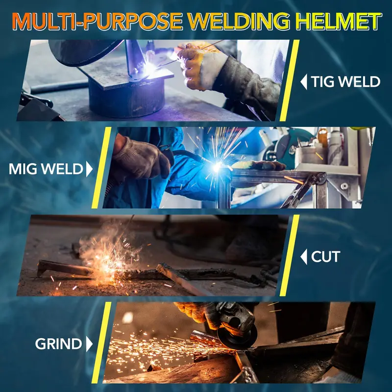TRQWH Solar Powered Welding Helmet, Auto Darkening True Color Welding Hood with 4 Arc Sensor, Welder Mask for TIG MIG ARC Weld Plasma Cut Grinding, Welding Accessories 8